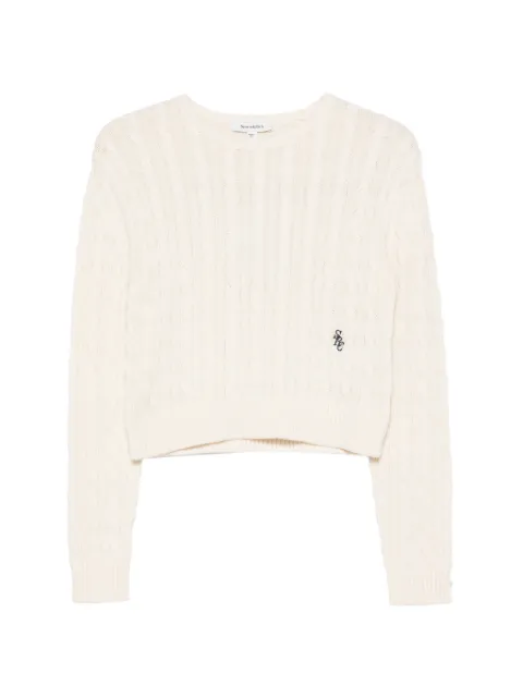 Sporty & Rich Isao cable-knit embroidered-logo sweater Neutrals WS094710326WH37