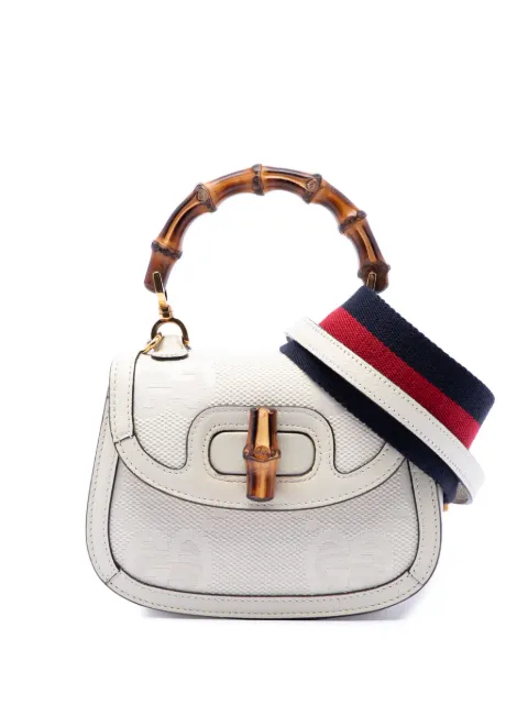 Gucci Pre-Owned 2016-2026 Mini Jumbo GG Canvas 1947 Web Bamboo Top Handle Bag satchel Neutrals SUN739M270G8UBFY