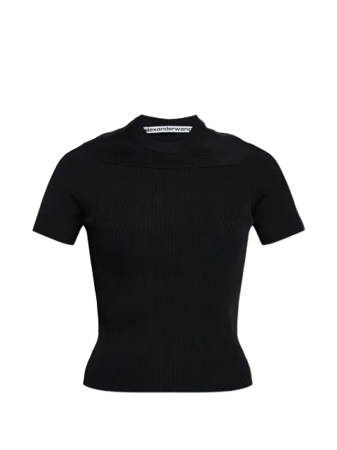 Alexander Wang ribbed logo-embroidered T-shirt Black 1KC22610830