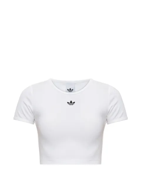 adidas logo ribbed crop T-shirt White KT47580