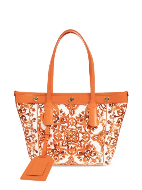 Dolce & Gabbana small Atene majolica-print tote bag White BB7828AN220