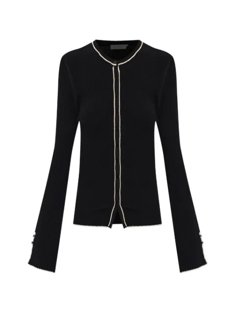 By Malene Birger Benny ribbed-knit contrast-trim cardigan Black 1040110