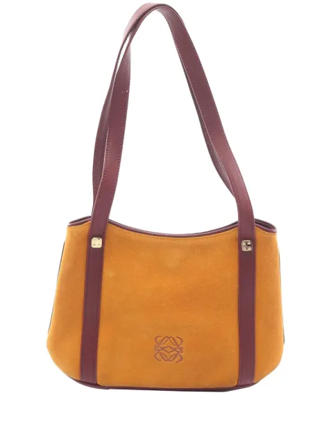 Loewe Pre-Owned 2010-2026 Anagram Suede and Calfskin shoulder bag Neutrals H4DUWP4RQDWBNY6I