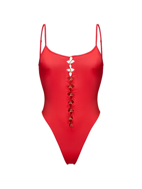 KOROBEYNIKOV pierced-detail bodysuit Red 800CBSHRDSS26