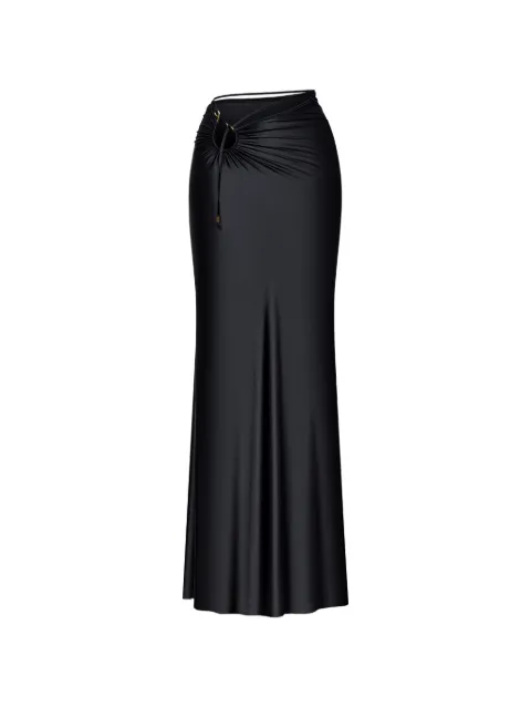 KOROBEYNIKOV cut-out metallic-shine maxi skirt Black 222JMSBKSS26