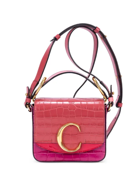Chloé Pre-Owned C crocodile-effect shoulder bag Pink 01207565
