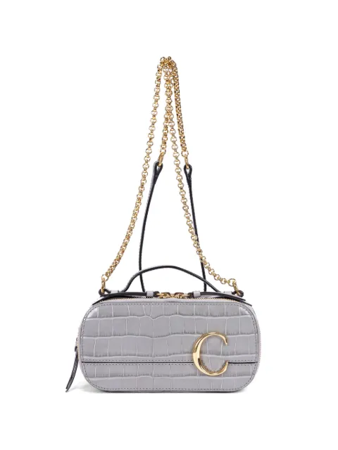 Chloé Pre-Owned C crocodile-effect shoulder bag Grey 03206065