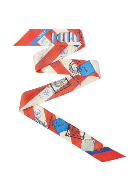FENDI stamp-print striped scarf Red FXT011B13K