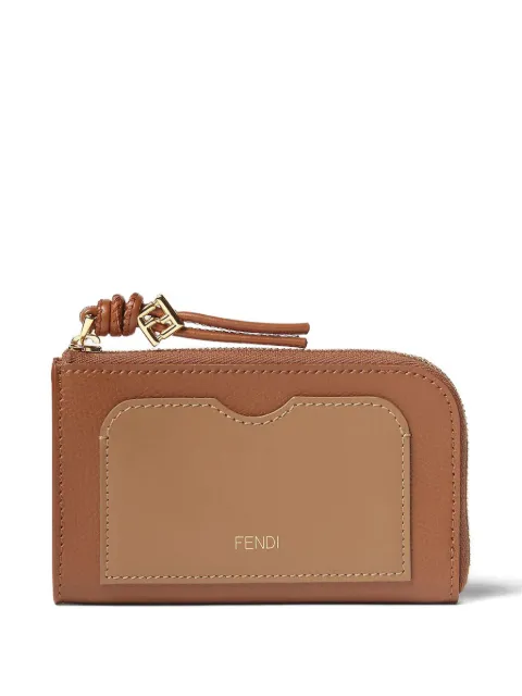FENDI FF Diamonds logo-print leather coin purse Brown 8M0558B140