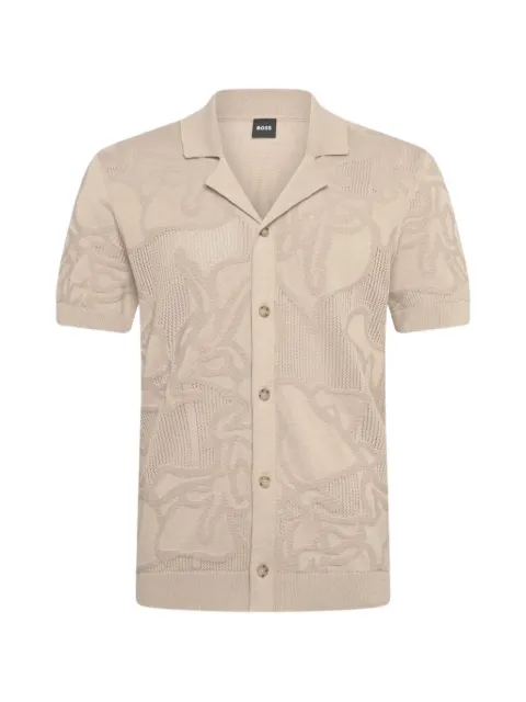 BOSS jacquard-knit short-sleeve polo shirt Neutrals 50560478