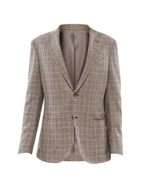 Corneliani checked single-breasted blazer Neutrals 91XY813116902031