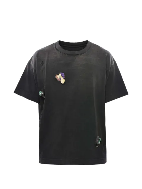 Givenchy washed-effect appliqué T-shirt Grey BM71JQ3YG8001