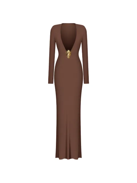 KOROBEYNIKOV gold-tone hardware maxi dress Brown 510JLSMDDNCHSS26