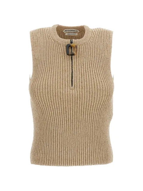 JW Anderson ribbed-knit quarter-zip top Neutrals KW1547YN0511