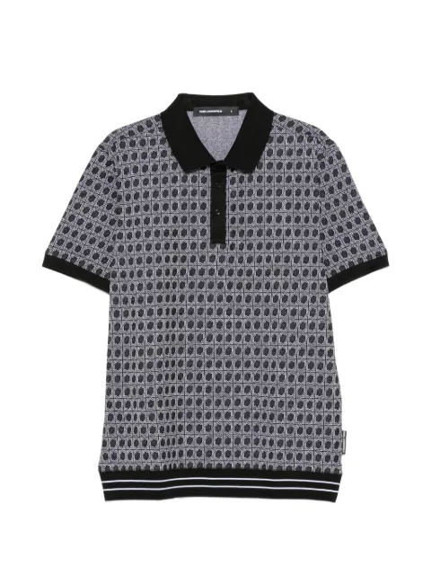 Karl Lagerfeld monogram-pattern polo shirt Black 745006561202