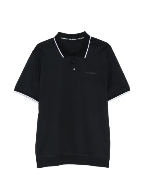 Karl Lagerfeld logo-print tipped-collar polo shirt Blue 745080561200