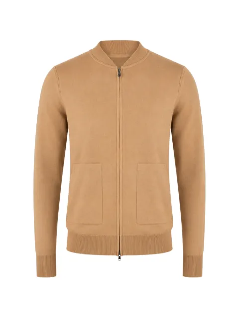 Filippo De Laurentiis zip-up knitted bomber jacket Brown BZ1MLRM16FSABBIA