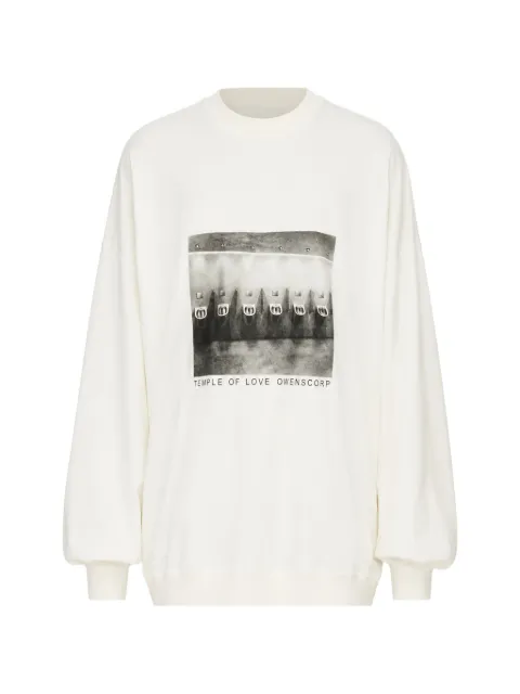 Rick Owens DRKSHDW Hun graphic-print crew-neck sweater White DU01F4267RIGP4P