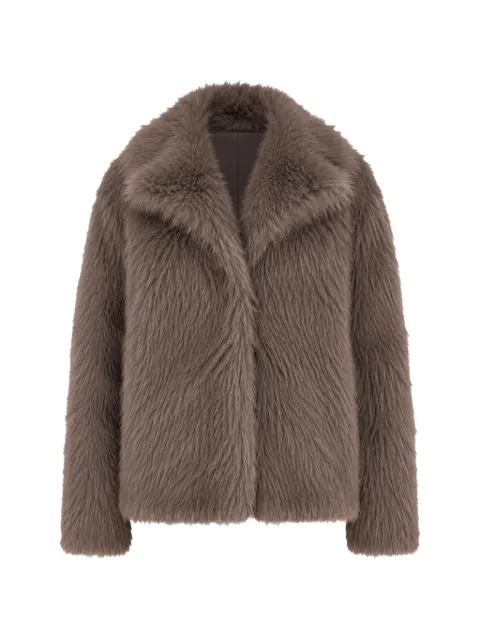 Loulou faux-fur notched-lapel jacket Brown L816SILK00020