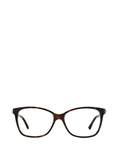 Jimmy Choo Eyewear crystal-embellished rectangle-frame glasses Brown JC292QUM54