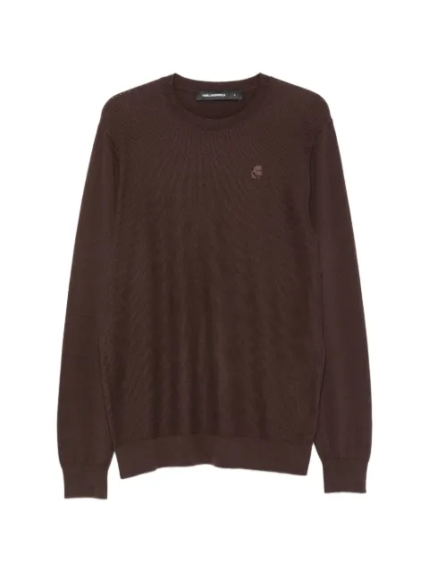Karl Lagerfeld logo-embroidered waffle-knit sweater Brown 655008561398