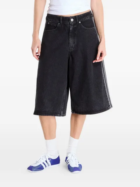 adidas Firebird side-stripe denim shorts Black KD2916