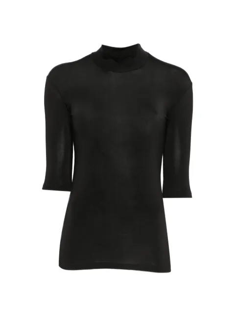 A.M.G. high-neck elbow-sleeve top Black SS2604