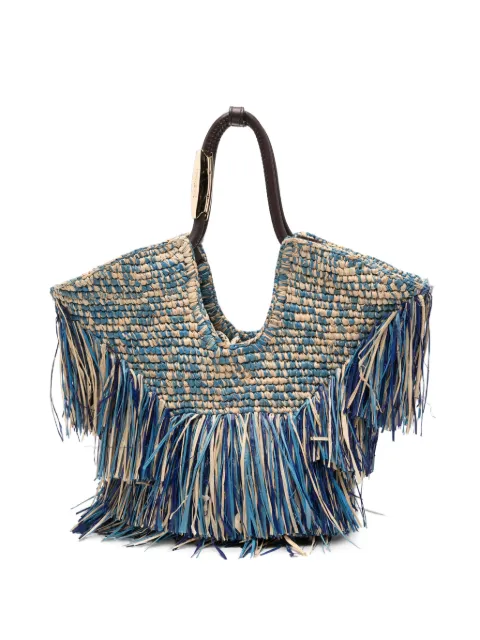 ZIMMERMANN fringe-trimmed woven tote bag Blue 4470XS26A2