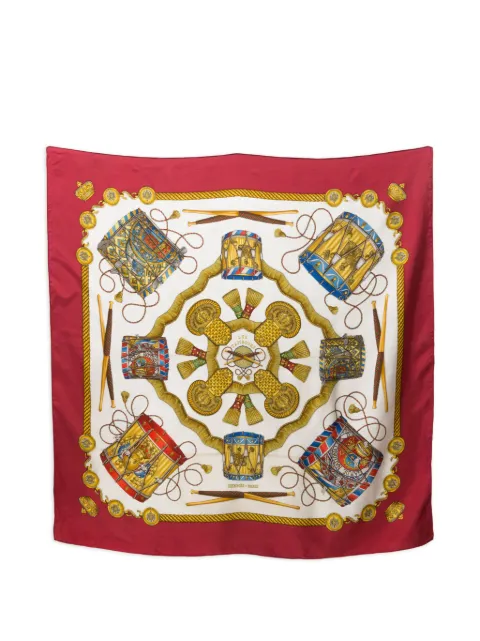 Hermès Pre-Owned 1989 Les Tambours silk scarf Red 15016506