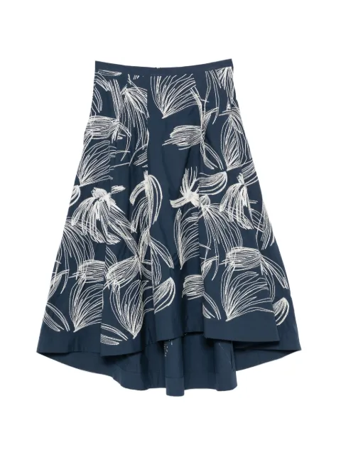Kiton floral-embroidered asymmetric skirt Blue D61223K0915E05