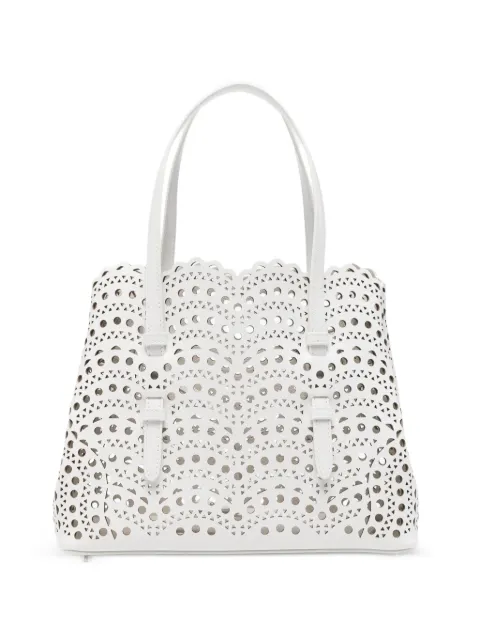 Alaïa 25 Mina laser-cut leather tote bag White AA1S06725I251