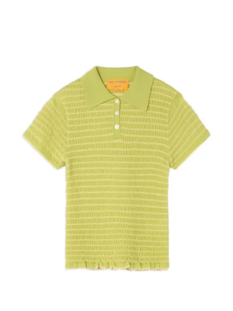 Guest In Residence Smocked Shrunken polo shirt Green W42511SF