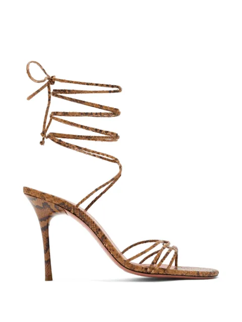 Amina Muaddi Lori 95 snake-effect lace-up sandals Brown 16S366050LOR