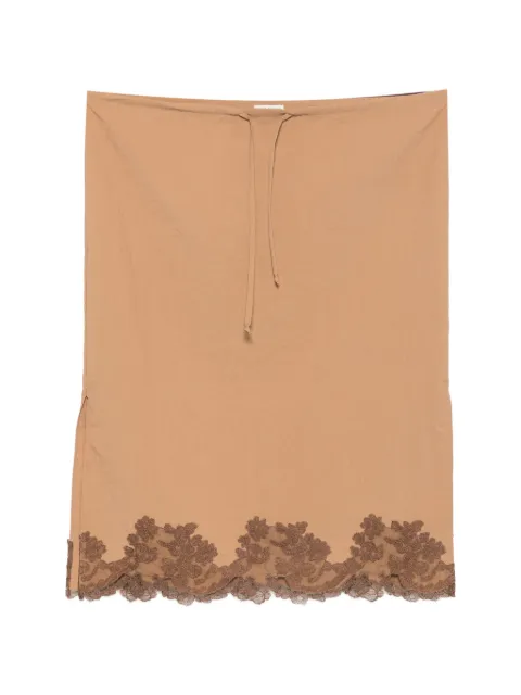 A.M.G. lace-trim drawstring skirt Neutrals SS26SK01