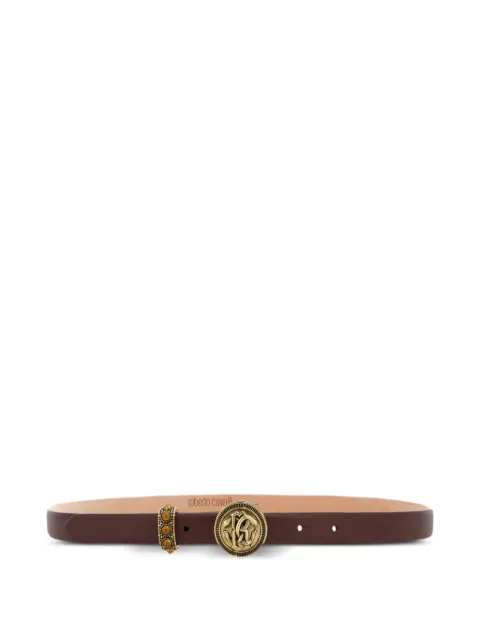 Roberto Cavalli logo-plaque leather belt Brown TKC001PZ00303526