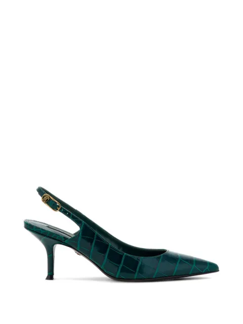 Roberto Cavalli croc-effect pointed-toe slingback pumps Green TKS043PZ055