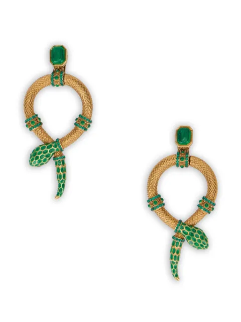 Roberto Cavalli snake-motif crystal-embellished earrings Gold TKG006AM081
