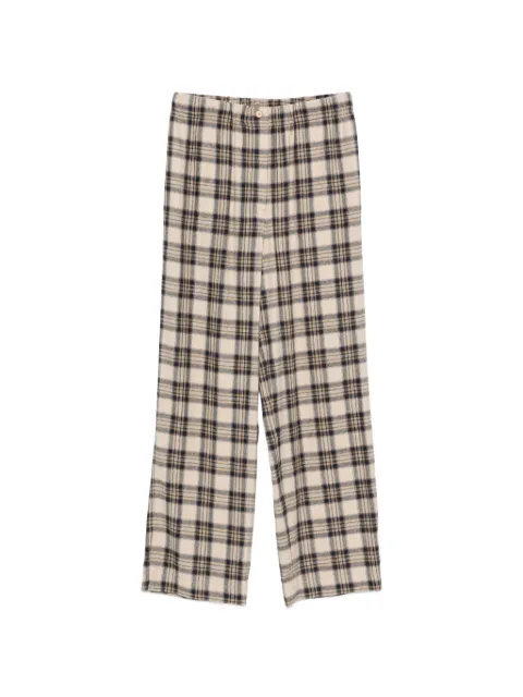 A.M.G. check-pattern wide-leg trousers Neutrals SS25SS044