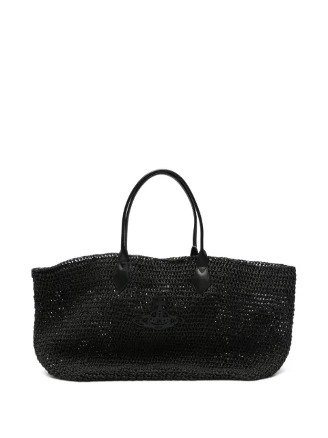 Vivienne Westwood Orb-plaque woven tote bag Black 4D01000NUW01GT