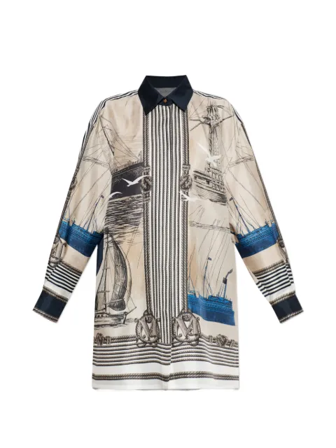 Max Mara Teglia nautical-print silk shirt Neutrals 2621196031600