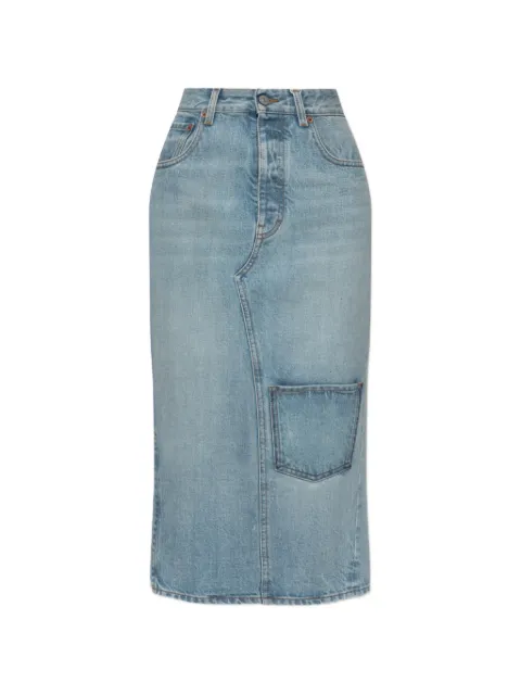 MM6 Maison Margiela patch-pocket rear-slit midi skirt Blue S52ME0041M30058