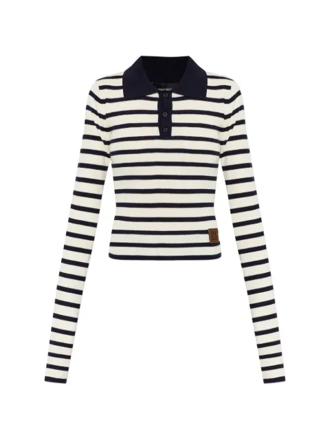 DSQUARED2 striped long-sleeve polo shirt Neutrals S75HA1456D13222