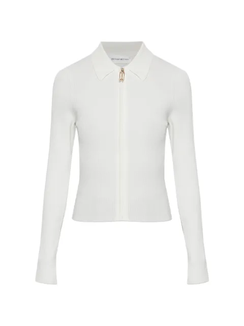 Victoria Beckham Mila ribbed-knit zip-up cardigan White 1226KTP007268A