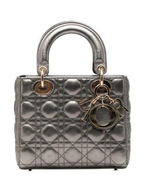 Christian Dior Pre-Owned 2019 Small Metallic Lambskin Cannage My ABCDior Lady Dior satchel Grey F2W0IPUJ4ESXX7RT