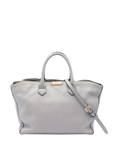 Burberry Pre-Owned 2000-2017 Embossed Leather Dewsbury satchel Grey YUKTXRSTE9A52P40