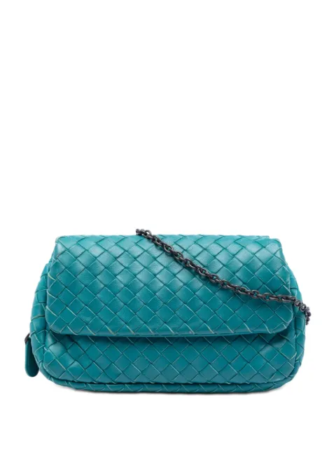 Bottega Veneta Pre-Owned 2012-2026 Mini Nappa Intrecciato Expandable Chain crossbody bag Blue PCTFE3OS6KD9N6WH