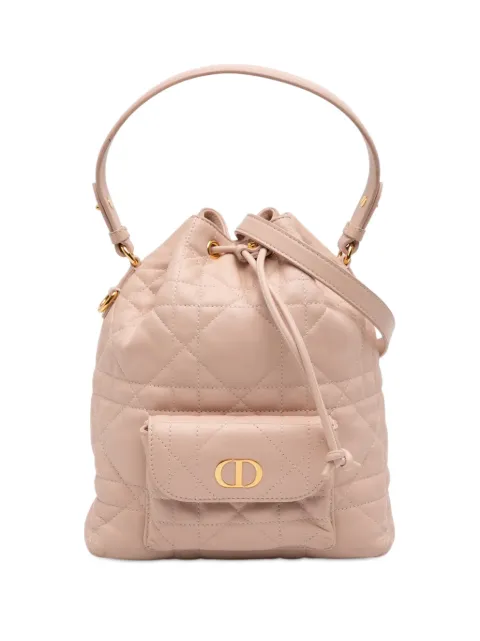 Christian Dior Pre-Owned 2025 Small Lambskin Macrocannage Caro Bucket Bag satchel Brown GTCIZHSK09GS3VU0