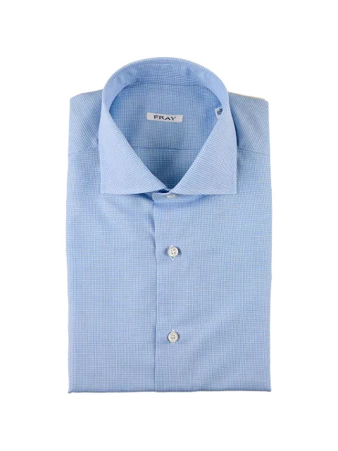 Fray check-pattern button-down shirt Blue 0713