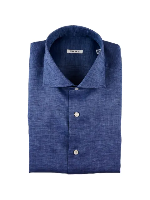 Fray slub-texture spread-collar shirt Blue 0775