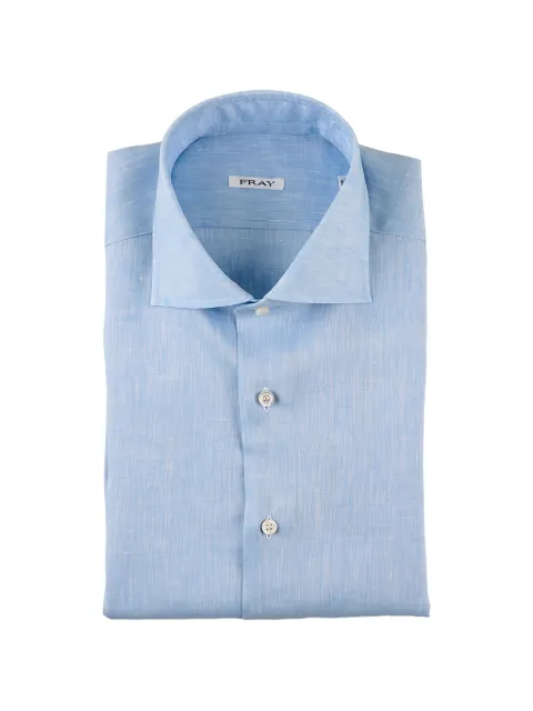 Fray spread-collar button-up shirt Blue 0775